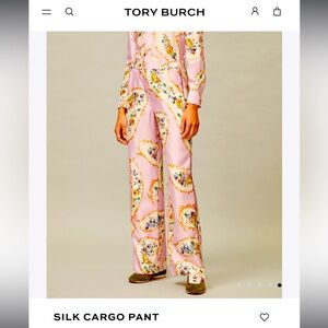 Tory Burch authentic 100%silk wide leg cargo pants